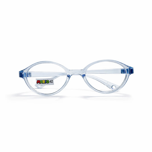 Clear Blue Oval Eyeglasses - MARIO 42