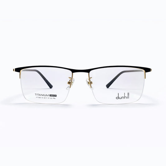 Black and Gold Half Rim Rectangular Eyeglasses - Dunhill