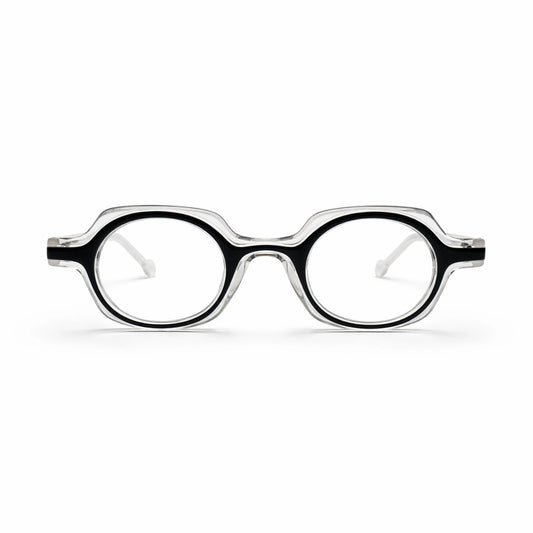 Clear and Black Geometric Round Eyeglasses