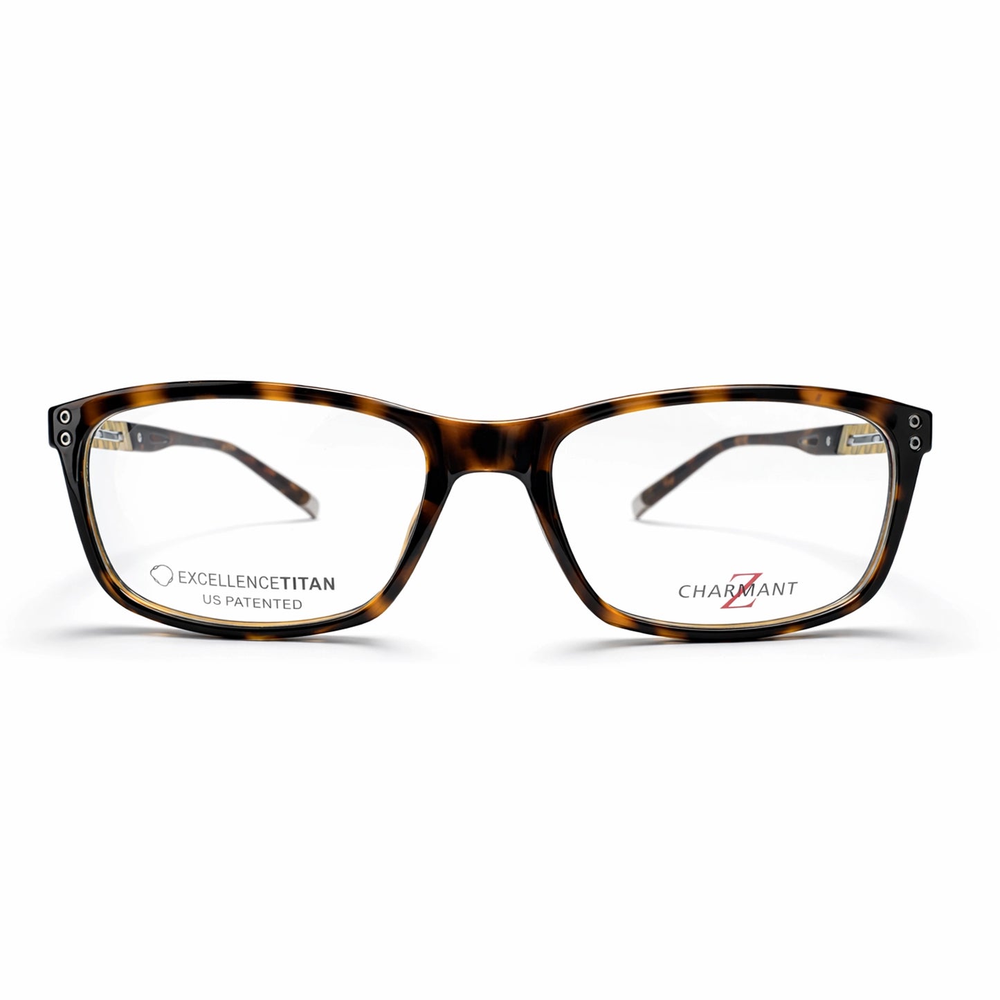 Tortoise Shell Full Rim Rectangular Eyeglasses - Charmant Z