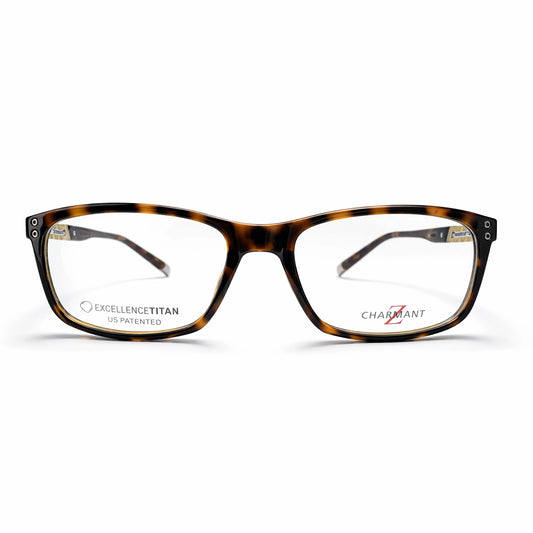 Tortoise Shell Full Rim Rectangular Eyeglasses - Charmant Z