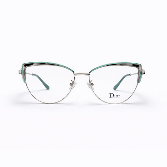 Green and Silver Full Rim Cat Eye Eyeglasses - Dior