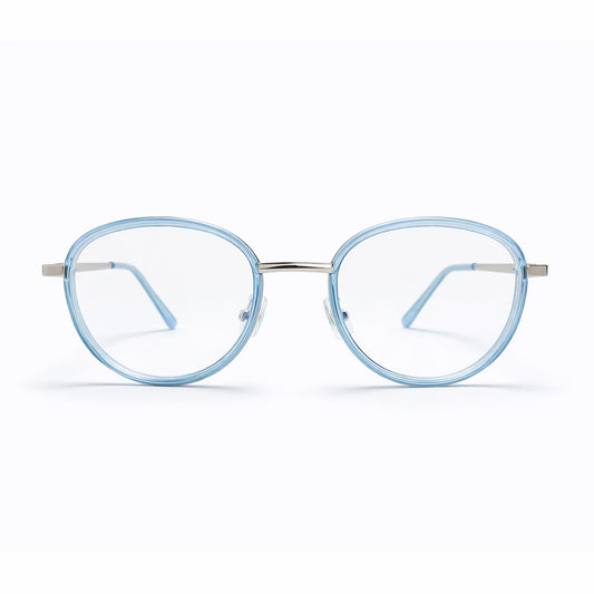 Crystal Blue Oval Round Eyeglasses - COMELY