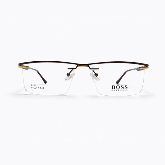 Brown Half Rim Rectangular Eyeglasses - BOSS Hugo Boss