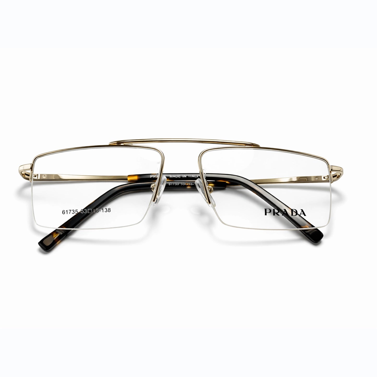 Prada 61753 Rectangular Eyeglasses – Gold & Tortoiseshell