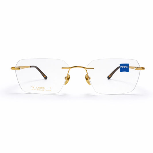 Gold Rimless Hexagonal Eyeglasses - ZEISS