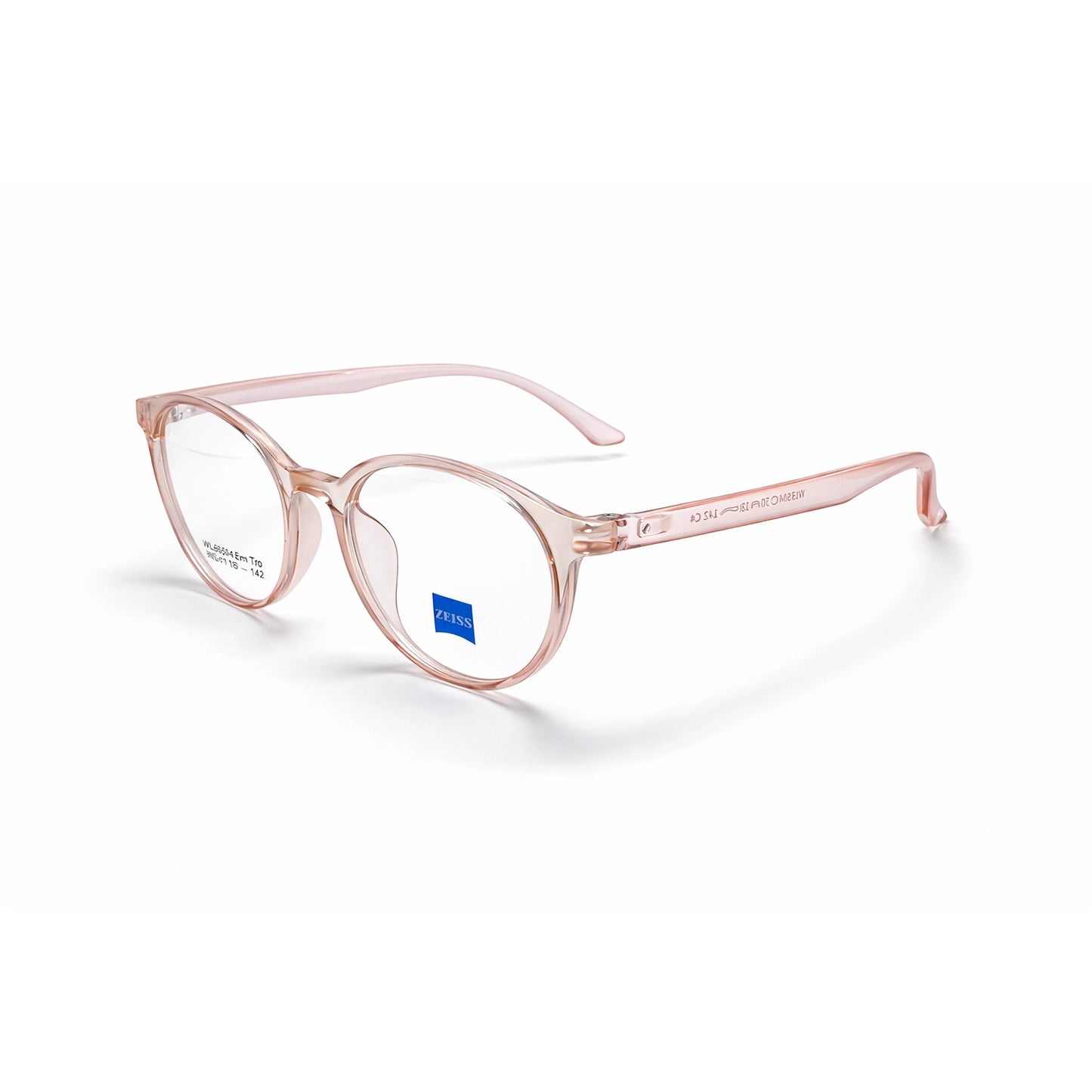 Pink Transparent Full Rim Round Eyeglasses - Zeiss