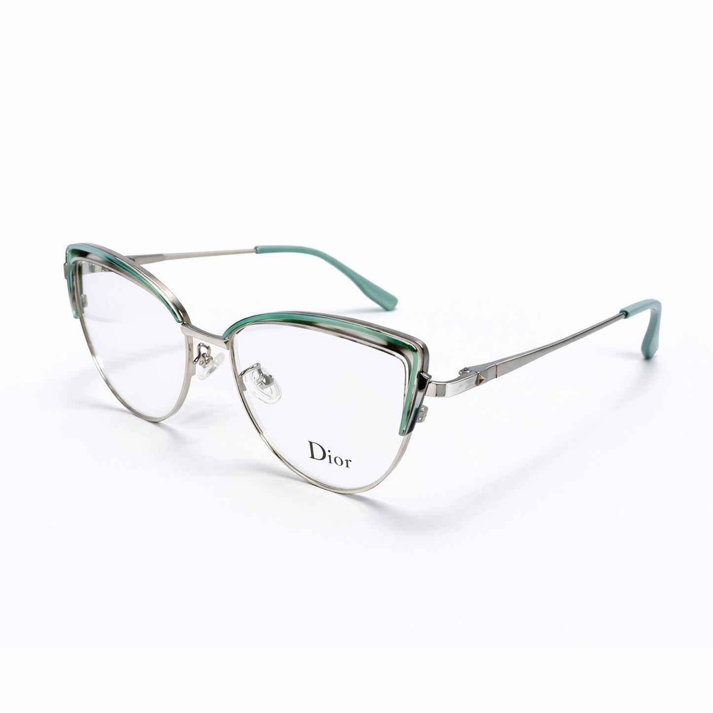 Green and Silver Full Rim Cat Eye Eyeglasses - Dior
