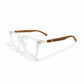 Crystal Clear Square Eyeglasses with Wooden Temples - Moscot