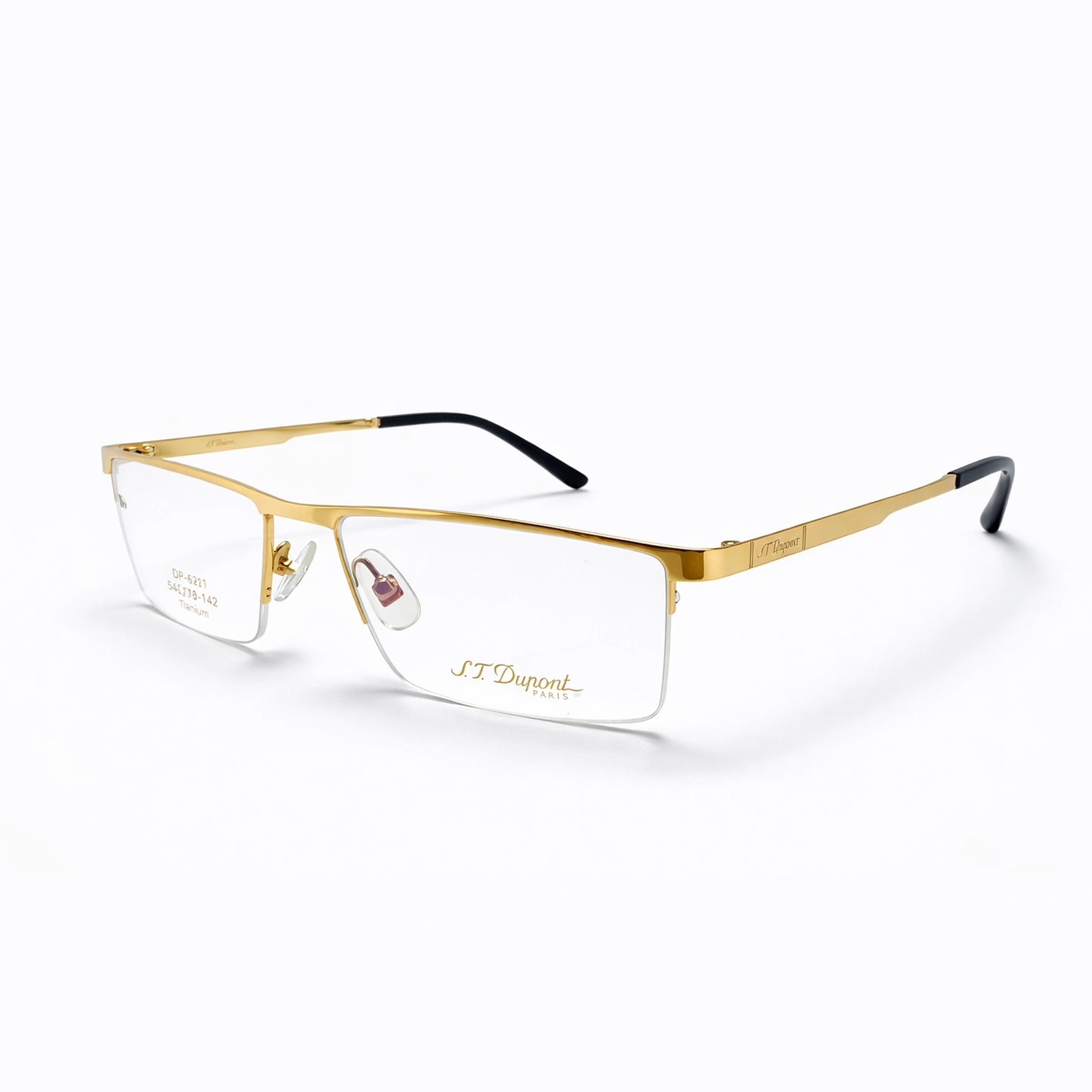 Gold Half Rim Rectangular Eyeglasses - S.T. Dupont Paris