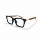 Crystal Clear Square Eyeglasses with Wooden Temples - Moscot