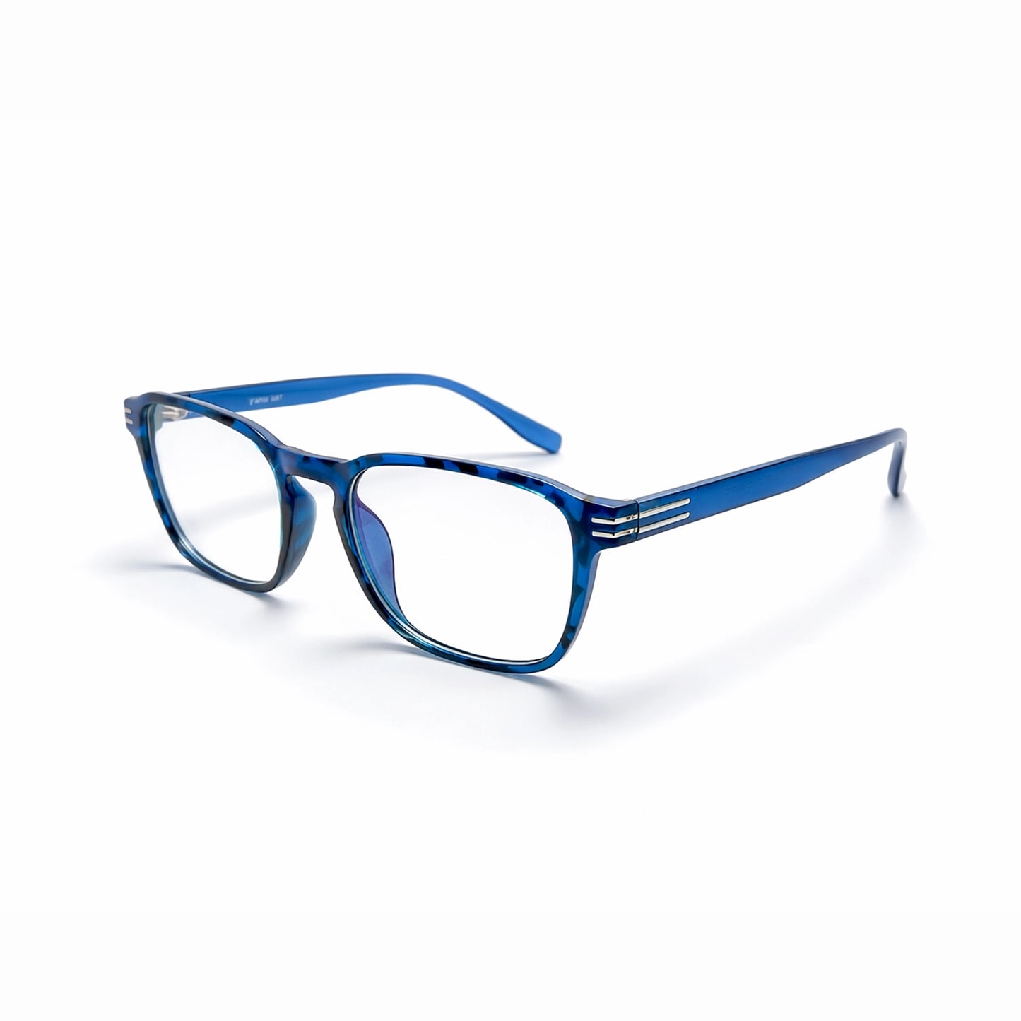 Fntaa Square Eyeglasses – Printed Transparent Blue