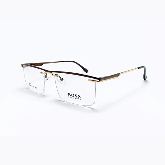 Brown Half Rim Rectangular Eyeglasses - BOSS Hugo Boss