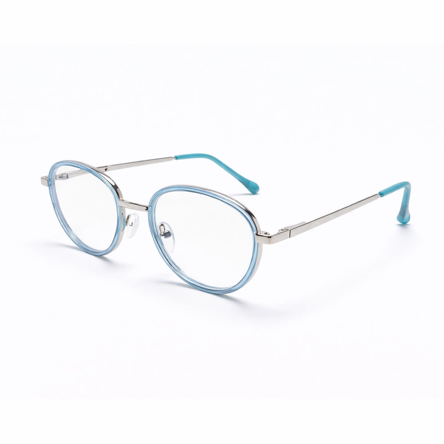 Crystal Blue Oval Round Eyeglasses - COMELY