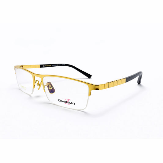 Gold Half Rim Rectangular Eyeglasses - Charmant Z