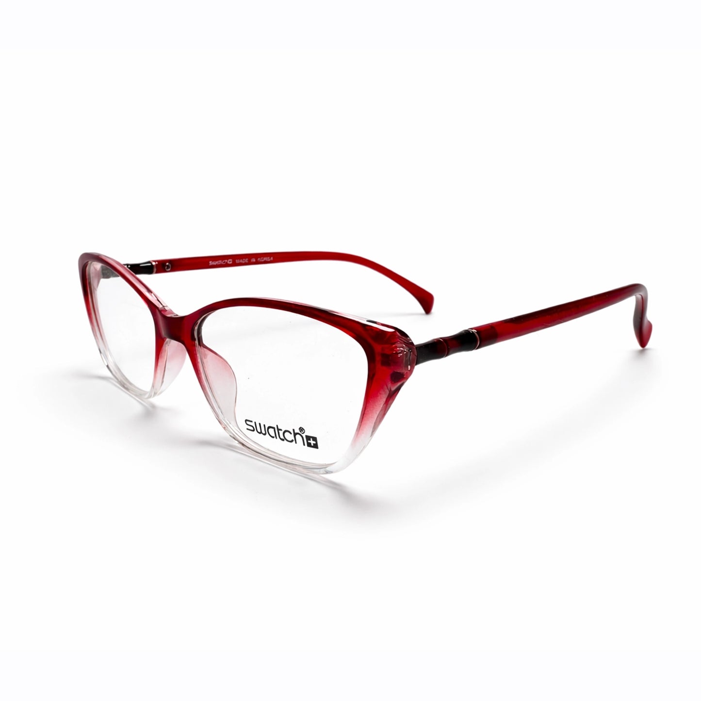Red and Clear Gradient Full Rim Cat Eye Eyeglasses - Swatch