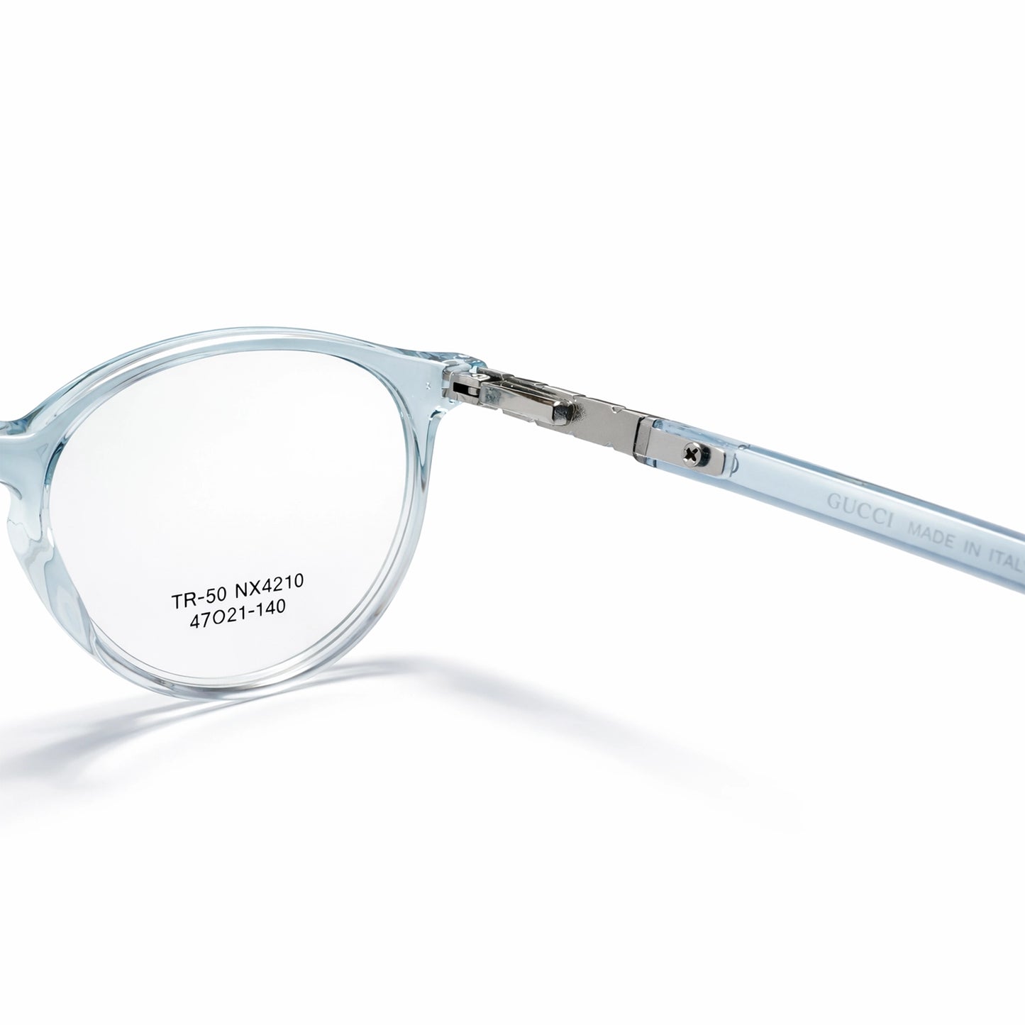 Sky Blue Transparent Full Rim Round Eyeglasses - Gucci
