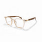 Crystal Clear Square Eyeglasses with Wooden Temples - Moscot