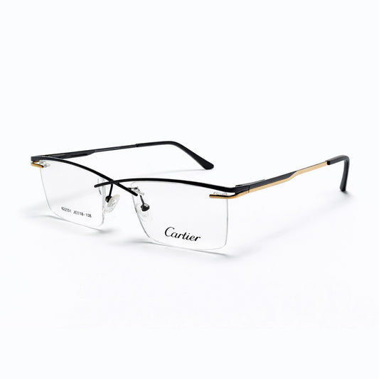 Cartier 62251 Rimless Eyeglasses – Black & Gold Elegance