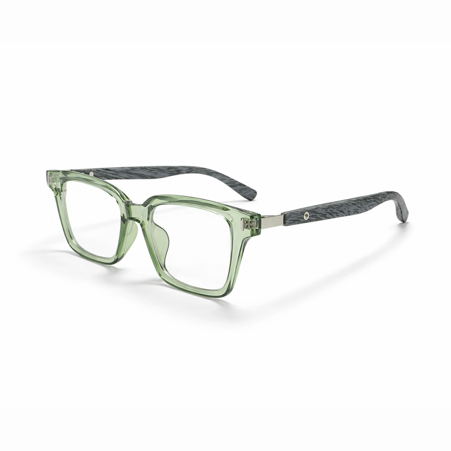 Crystal Clear Square Eyeglasses with Wooden Temples - Moscot