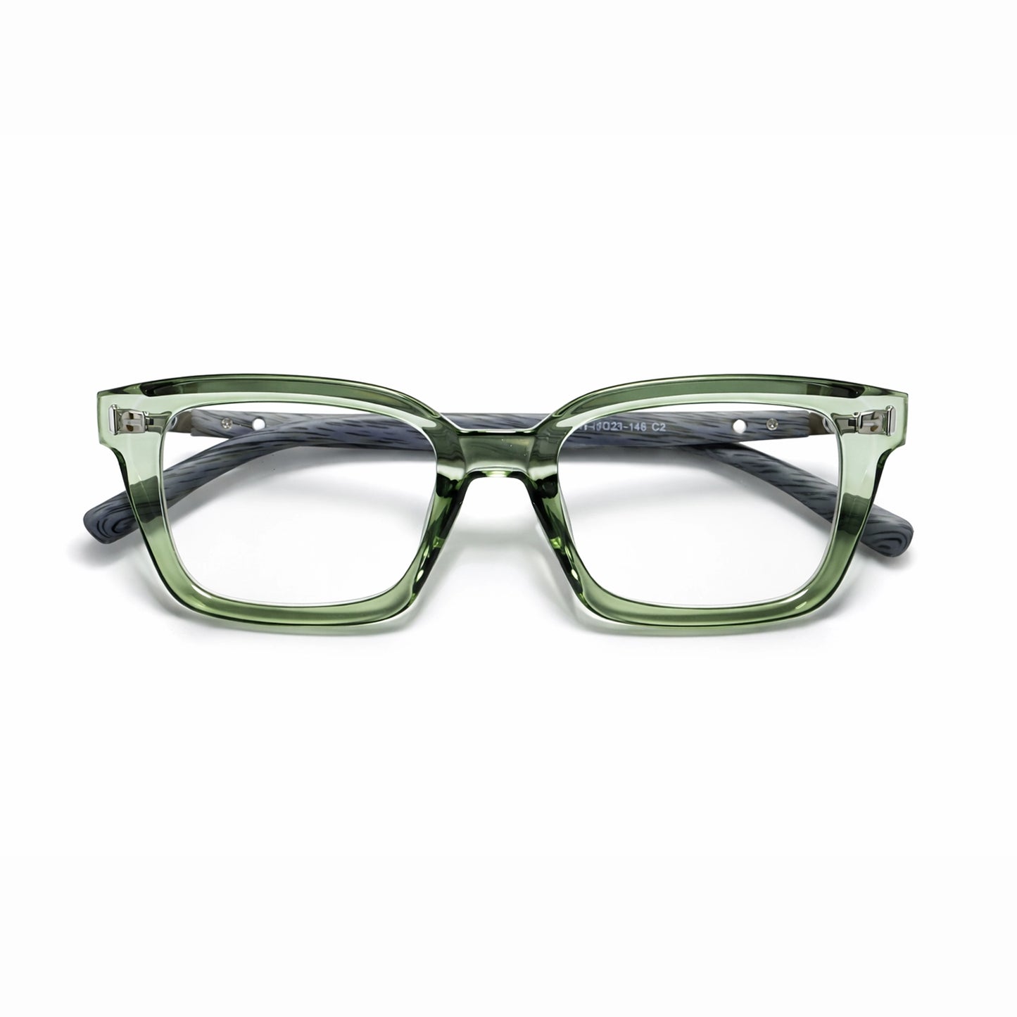 Crystal Clear Square Eyeglasses with Wooden Temples - Moscot