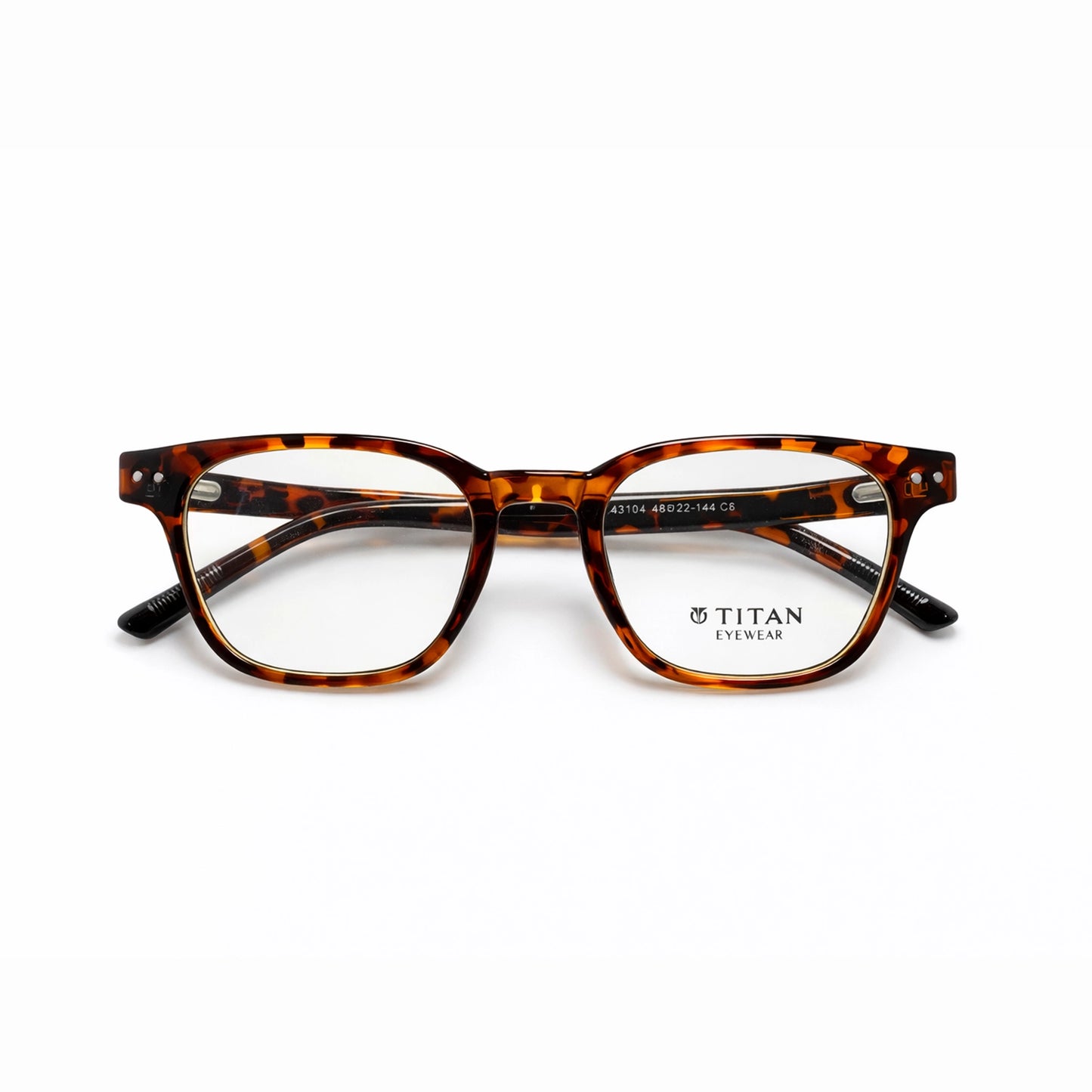 Titan Geometric Eyeglasses – Printed Transparent Brown