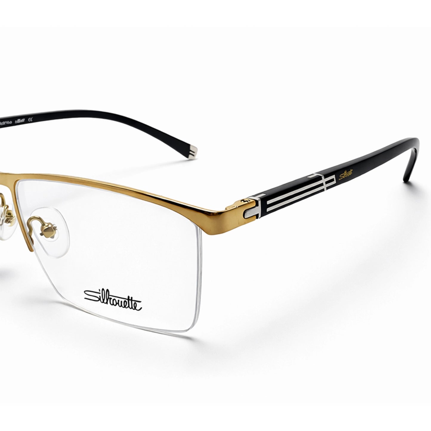 Gold Half Rim Rectangular Eyeglasses - Silhouette