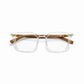 Crystal Clear Square Eyeglasses with Wooden Temples - Moscot