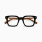 Crystal Clear Square Eyeglasses with Wooden Temples - Moscot