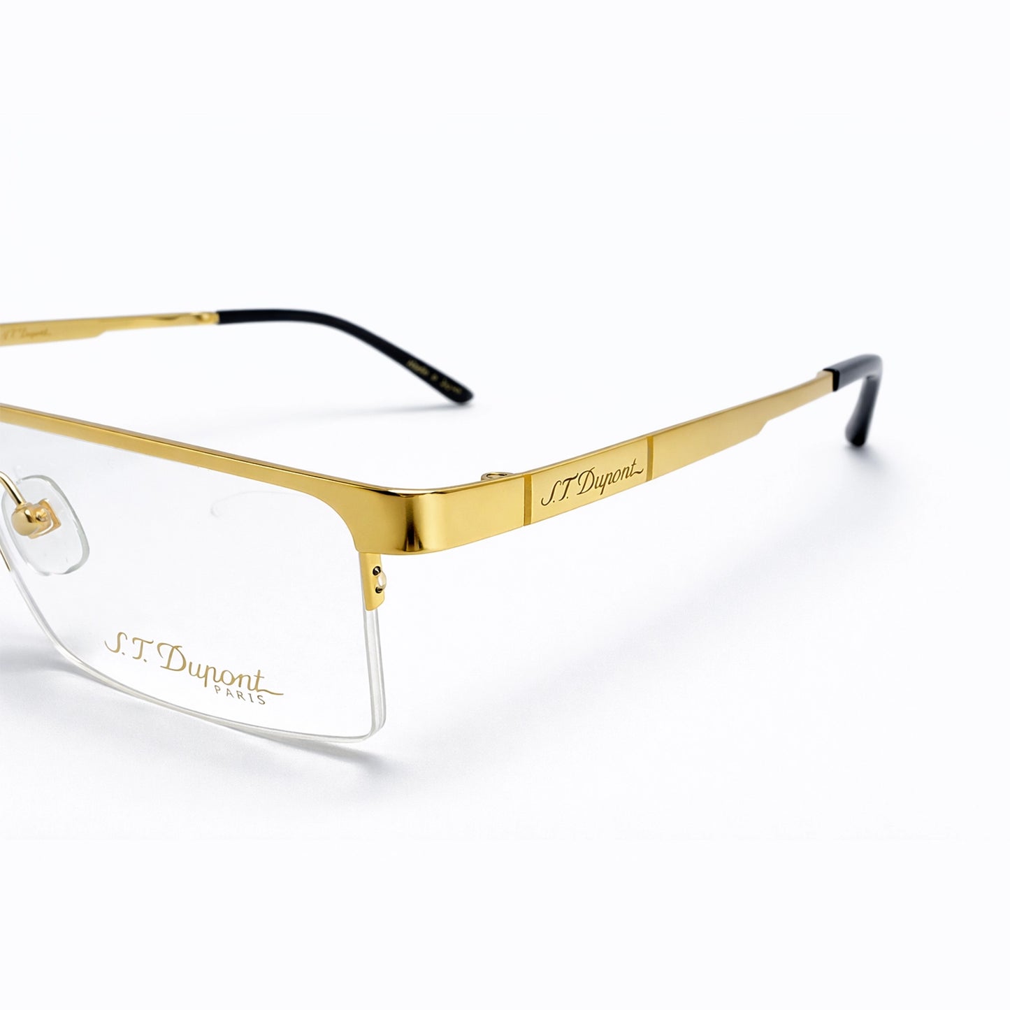Gold Half Rim Rectangular Eyeglasses - S.T. Dupont Paris