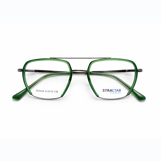 Green and Gunmetal Full Rim Aviator Eyeglasses - Stractab Eyewear