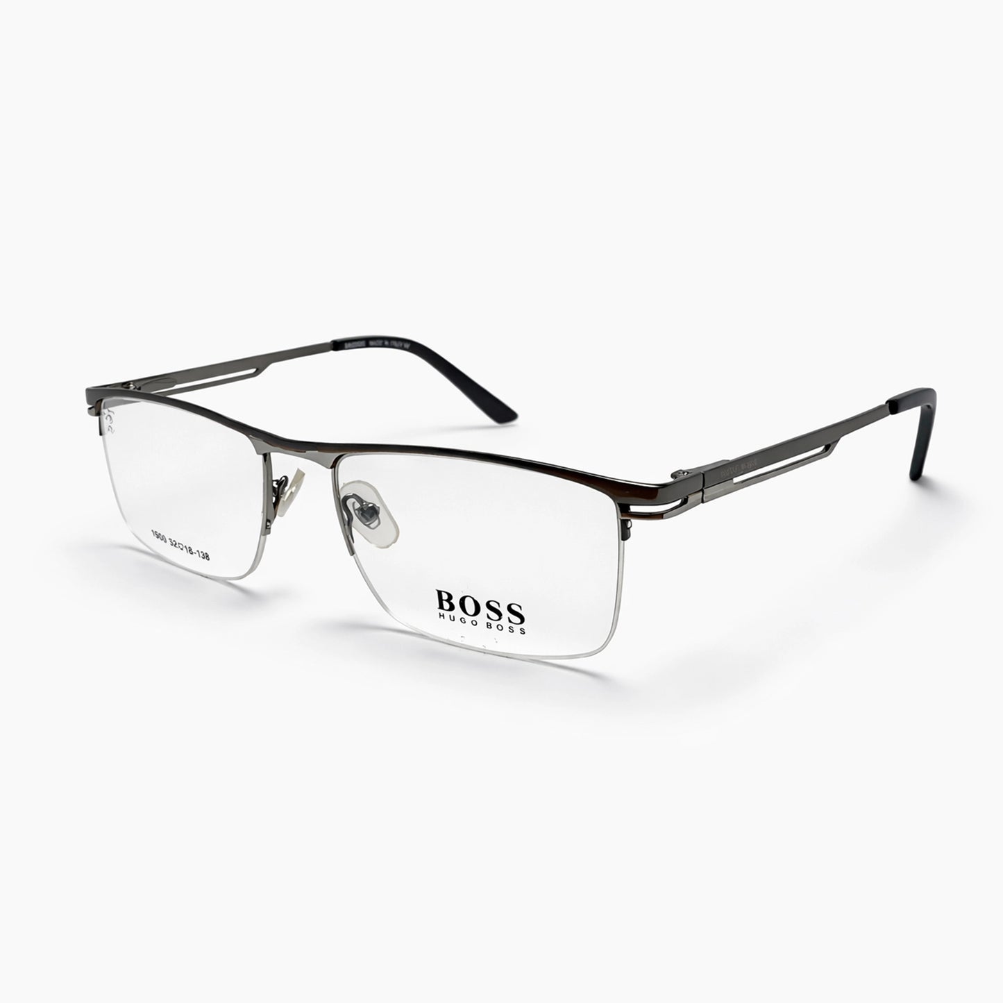 Hugo Boss 1503 Rectangular Eyeglasses – Metallic Black & Brown