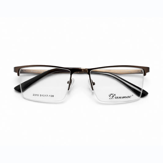 Brown Half Rim Rectangular Eyeglasses - Danmac