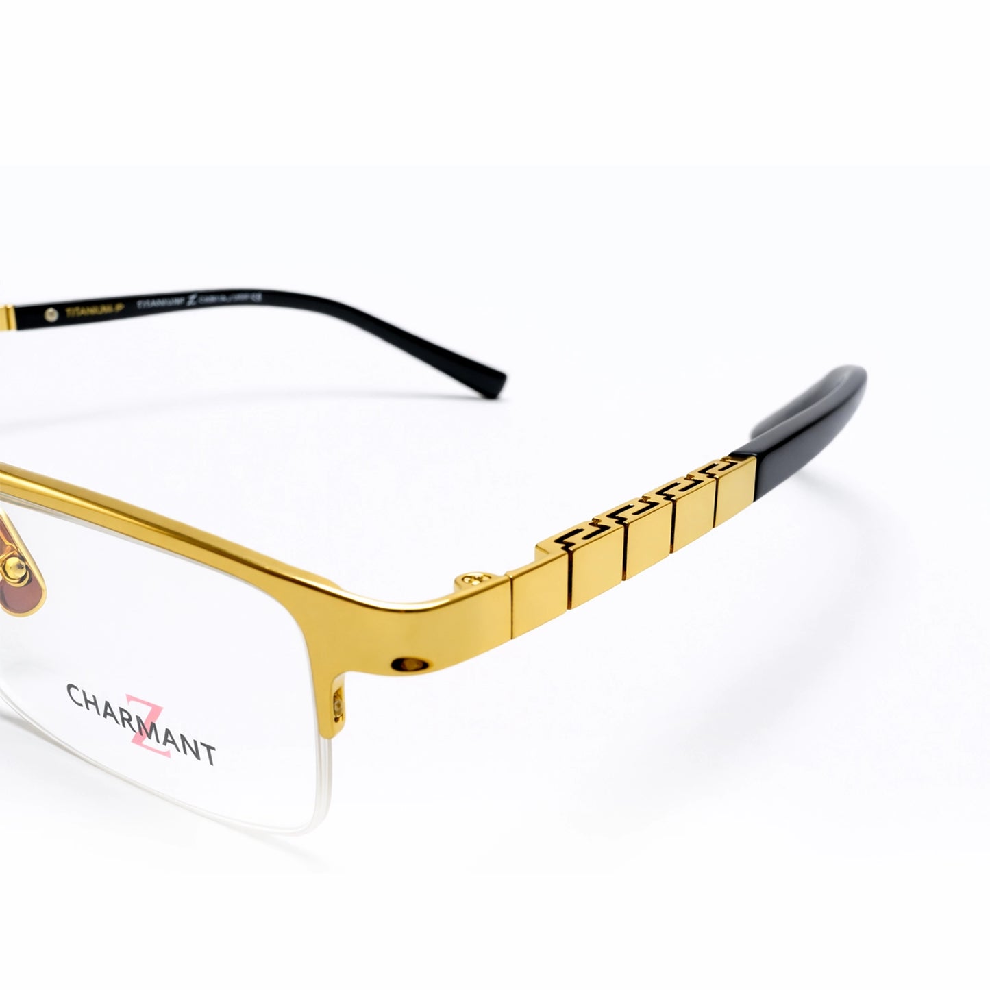 Gold Half Rim Rectangular Eyeglasses - Charmant Z