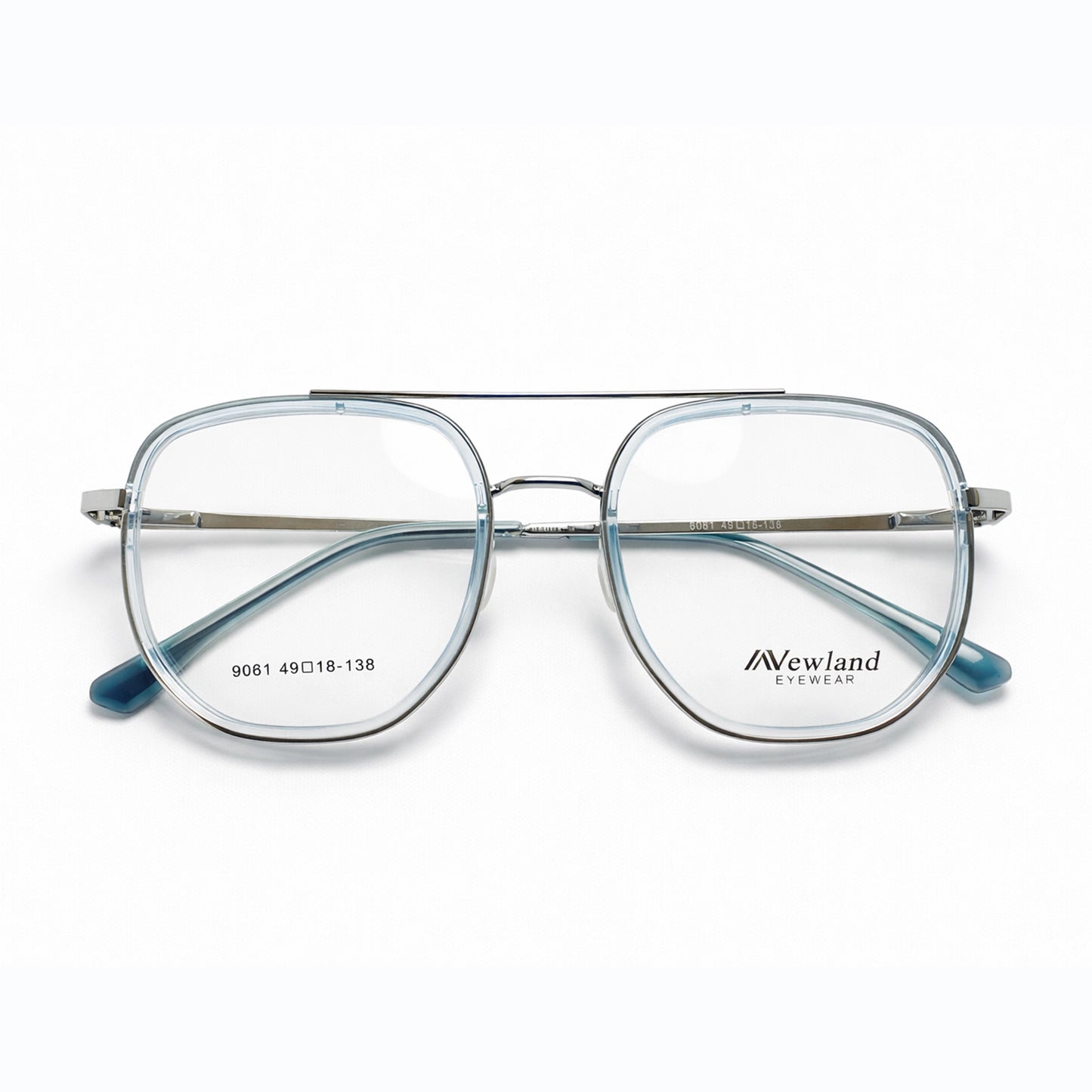 Sky Blue Transparent Full Rim Aviator Eyeglasses - Newland Eyewear