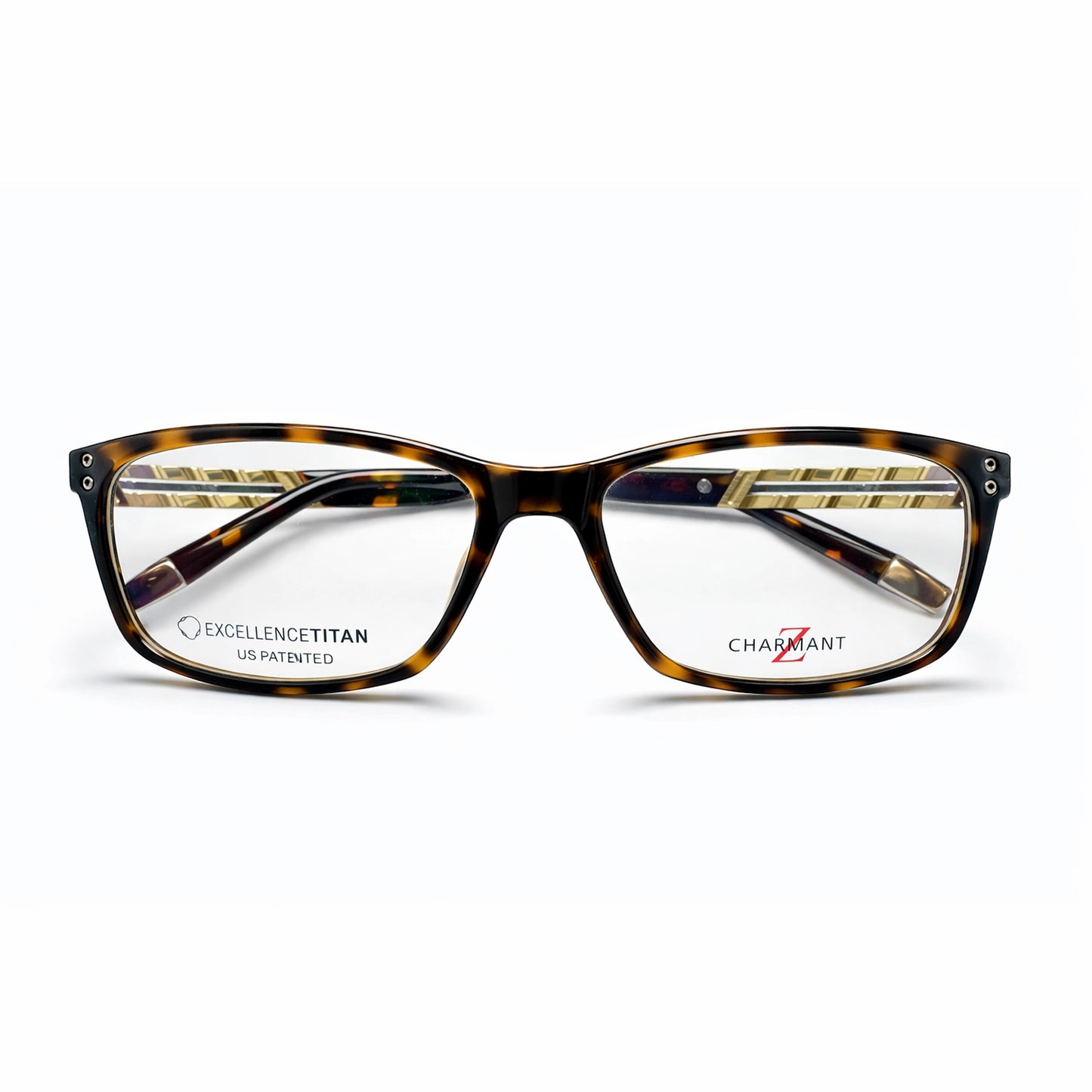 Tortoise Shell Full Rim Rectangular Eyeglasses - Charmant Z