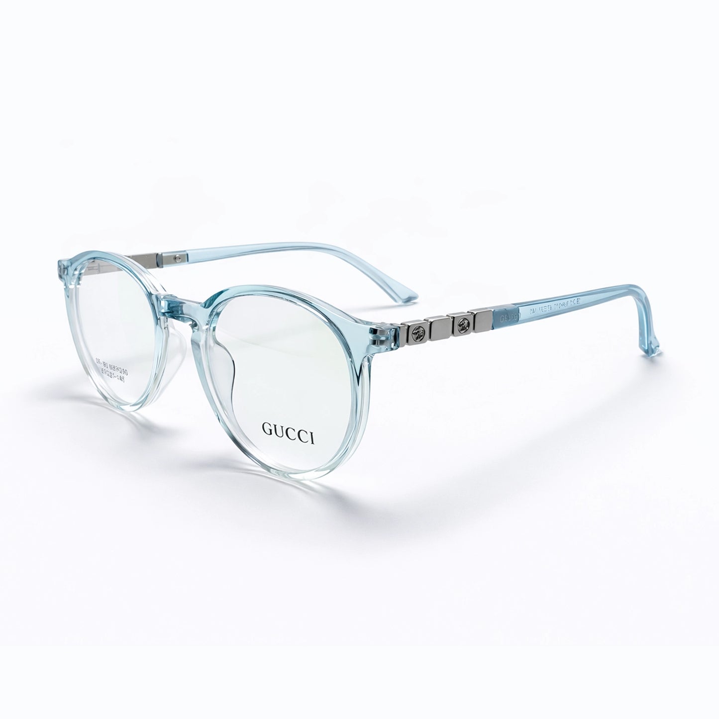 Sky Blue Transparent Full Rim Round Eyeglasses - Gucci