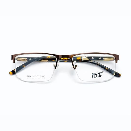 Brown Tortoise Half Rim Rectangular Eyeglasses - Montblanc