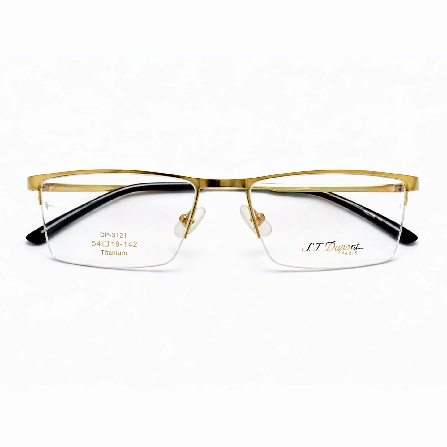 Gold Half Rim Rectangular Eyeglasses - S.T. Dupont Paris