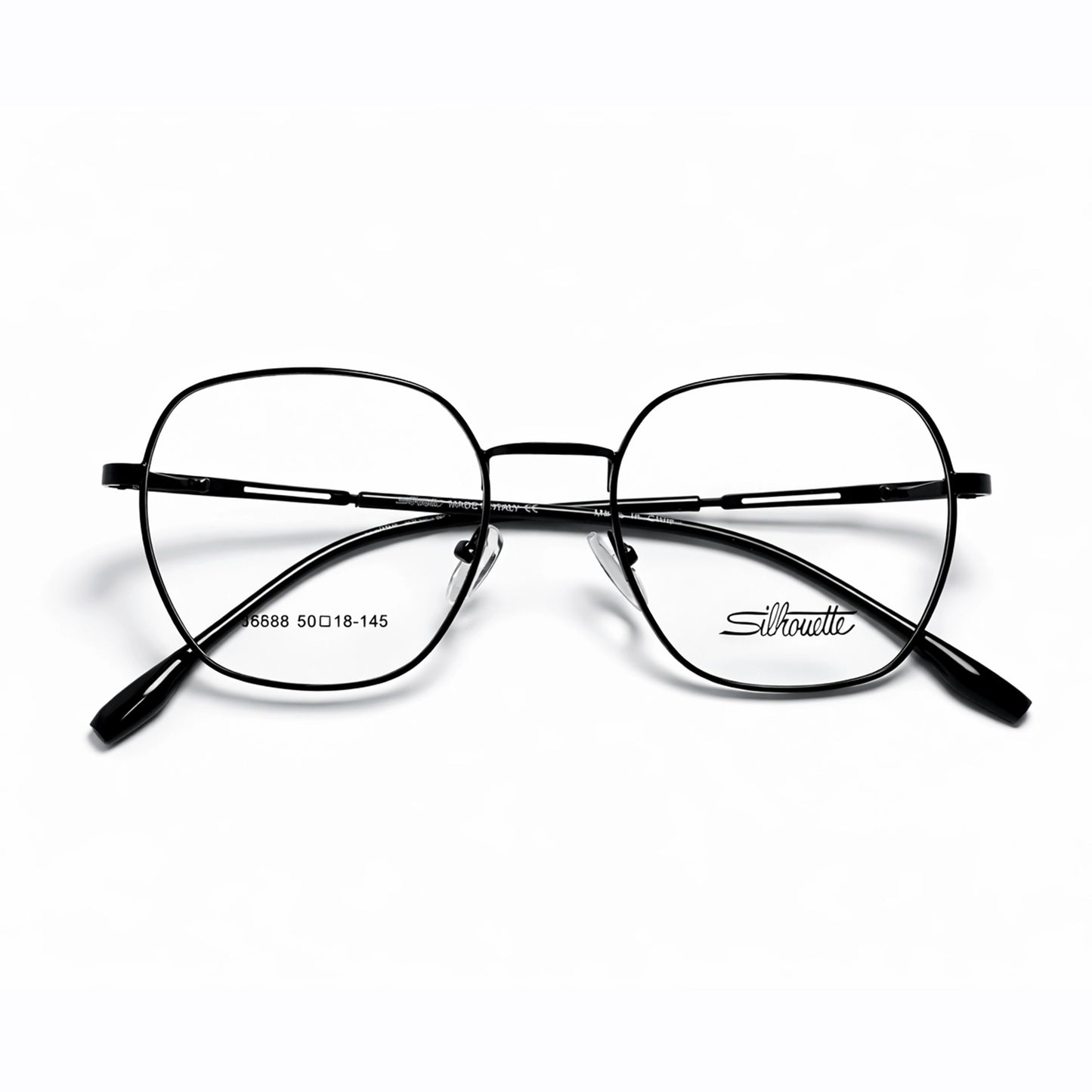 Black Full Rim Geometric Eyeglasses - Silhouette