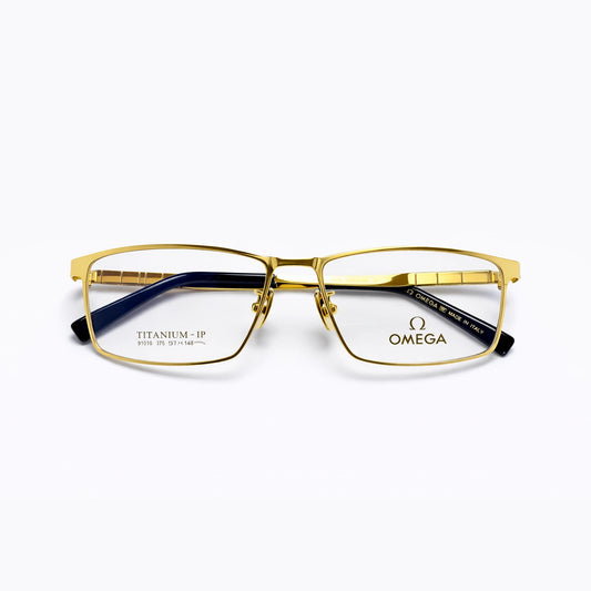 Gold Full Rim Rectangular Eyeglasses - OMEGA