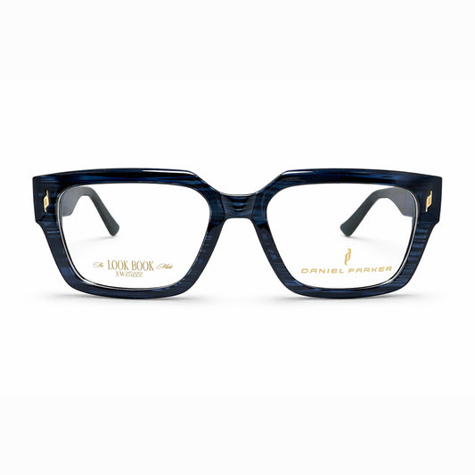 Blue Striped Full Rim Geometric Eyeglasses - Daniel Parker