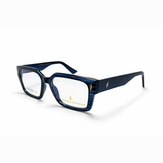 Blue Striped Full Rim Geometric Eyeglasses - Daniel Parker