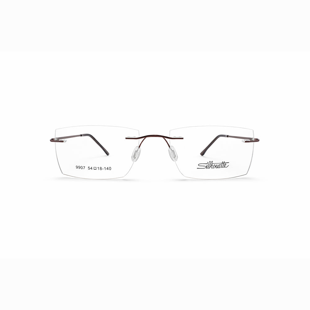 Brown Rimless Rectangular Eyeglasses - Silhouette