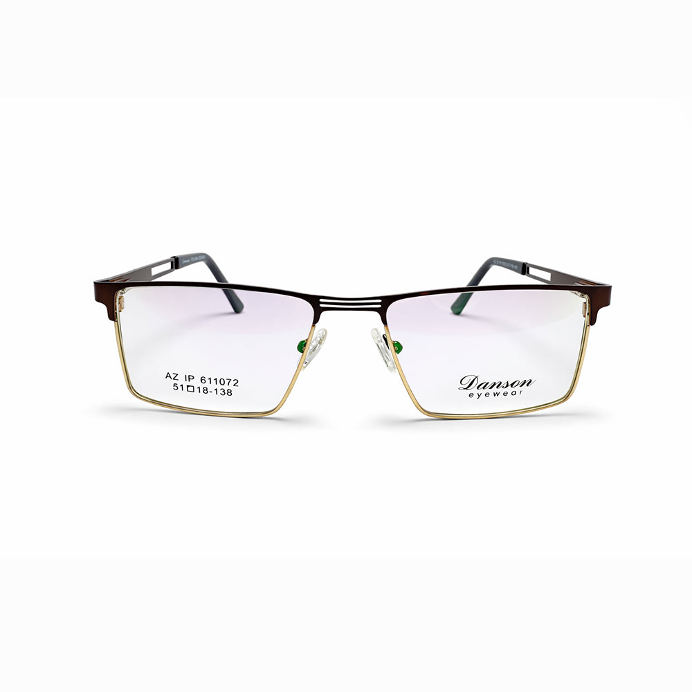 Gold and Brown Half Rim Rectangular Eyeglasses - Danson