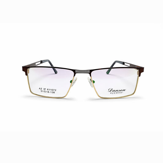 Gold and Brown Half Rim Rectangular Eyeglasses - Danson