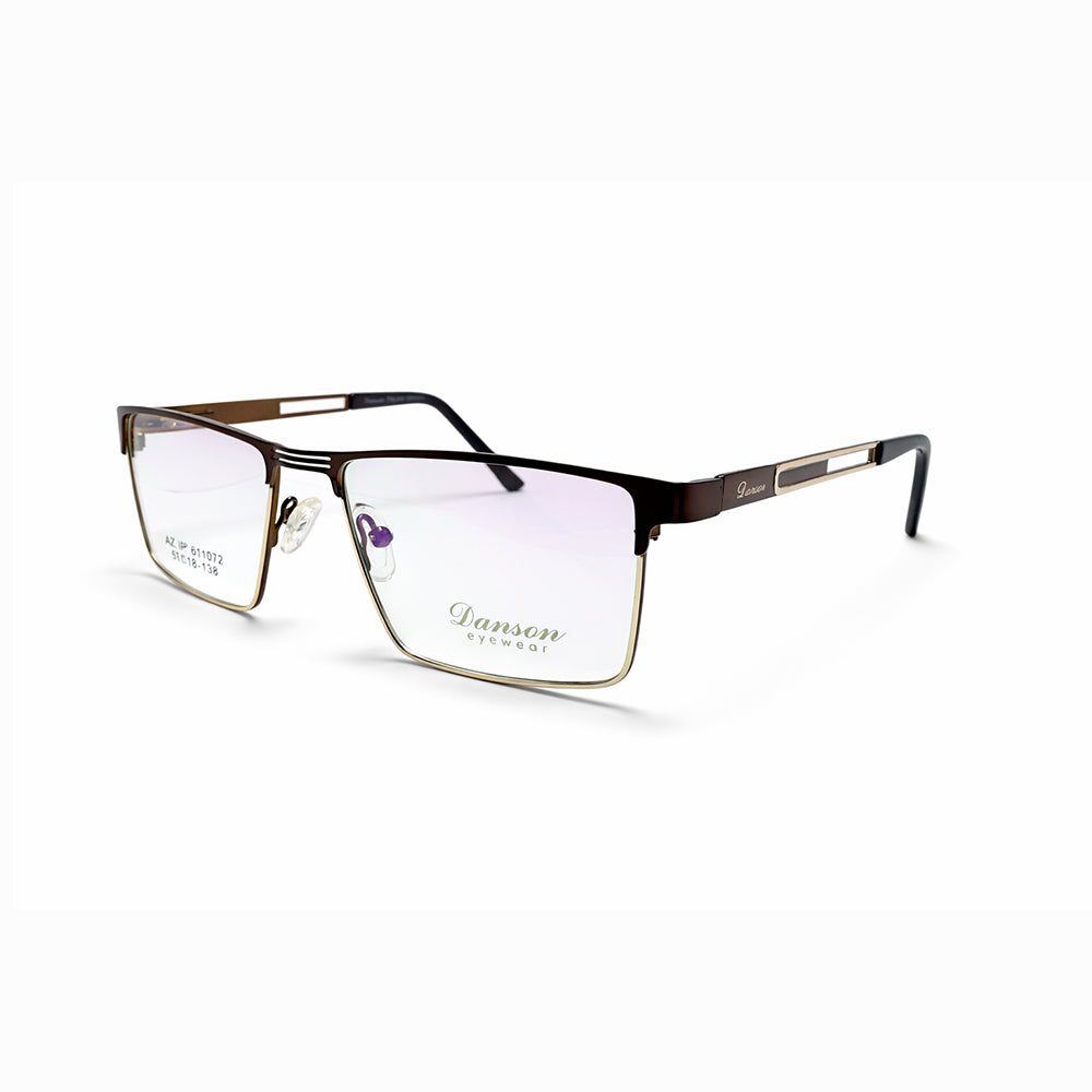 Gold and Brown Half Rim Rectangular Eyeglasses - Danson
