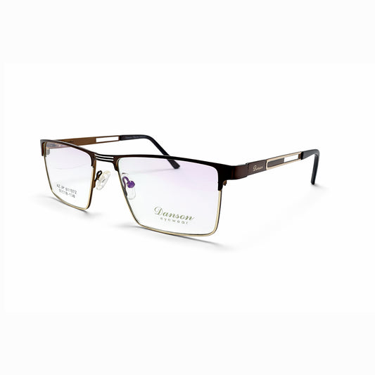 Gold and Brown Half Rim Rectangular Eyeglasses - Danson