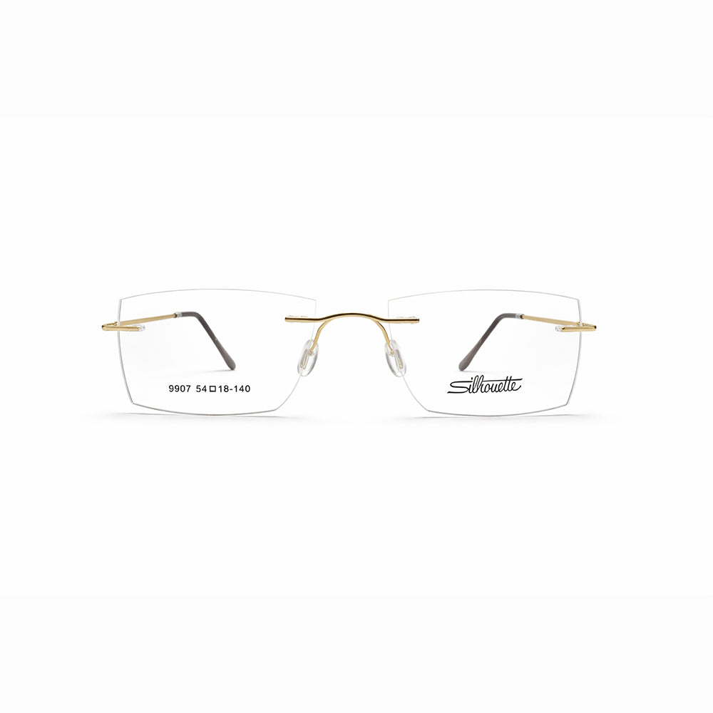 Golden Rimless Rectangular Eyeglasses - Silhouette