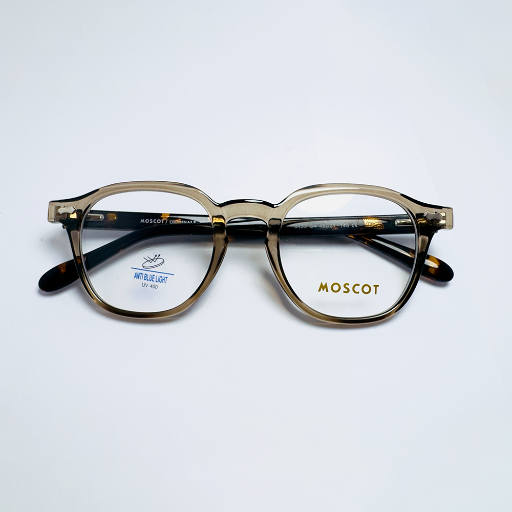 Grey Transparent Full Rim Round Eyeglasses - Moscot